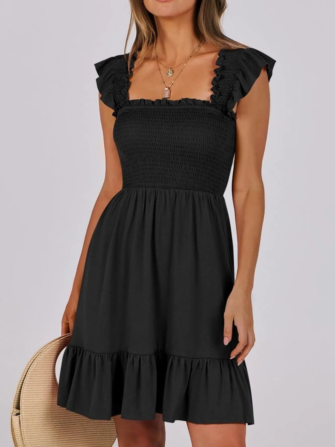 Ruffled Hem Smocked Cami Dress OutfitFlow