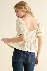 And The Why Lovely Textured and Smocked Top OutfitFlow
