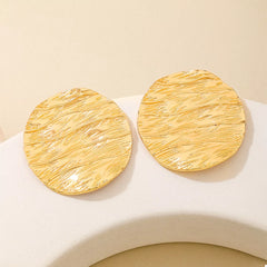 18K Gold-Plated Gold Textured Disc Statement Earrings OutfitFlow