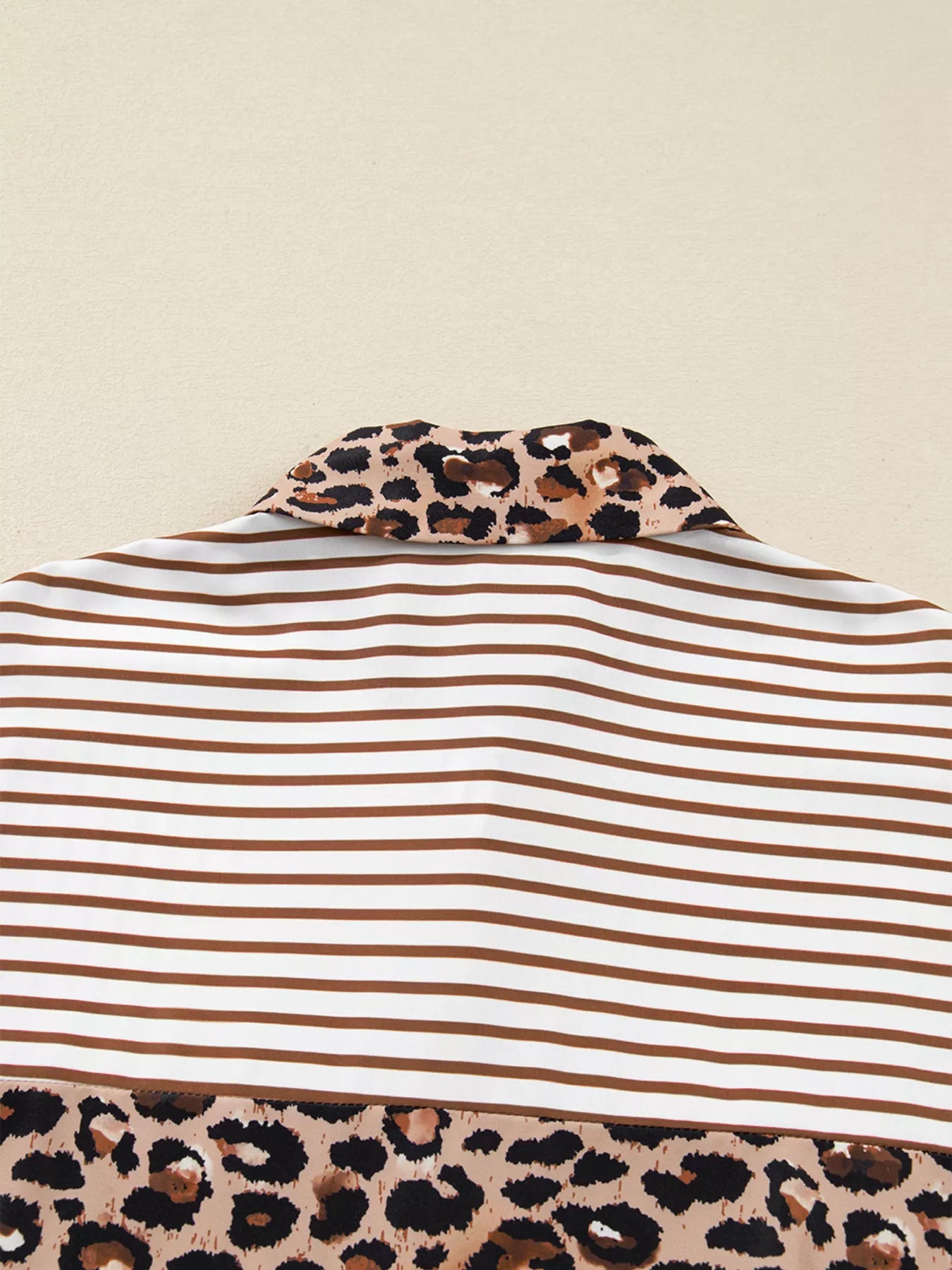 Striped Leopard Print Button Up Shirt Dress Trendsi