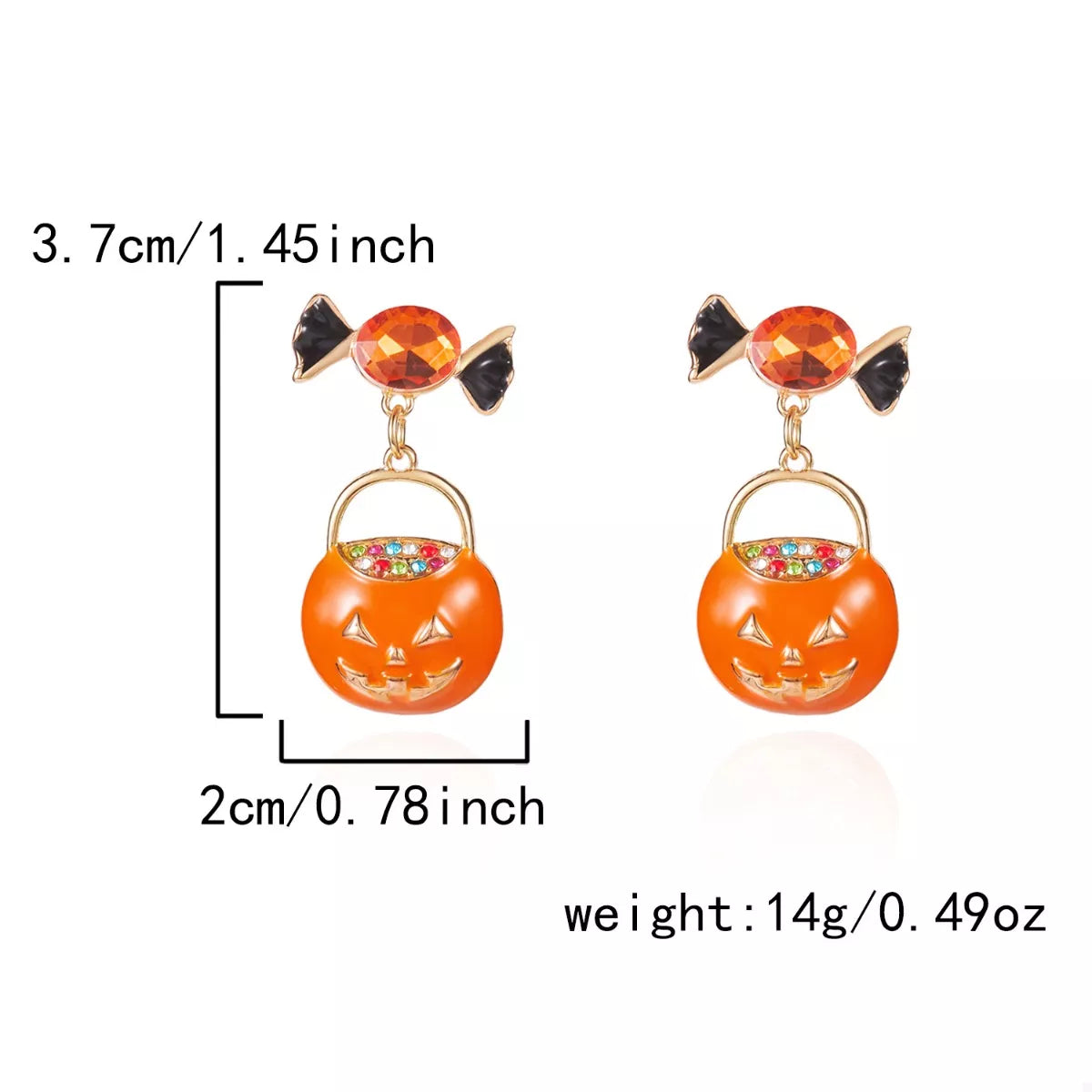 Halloween Rhinestone Pumpkin Dangle Earrings OutfitFlow
