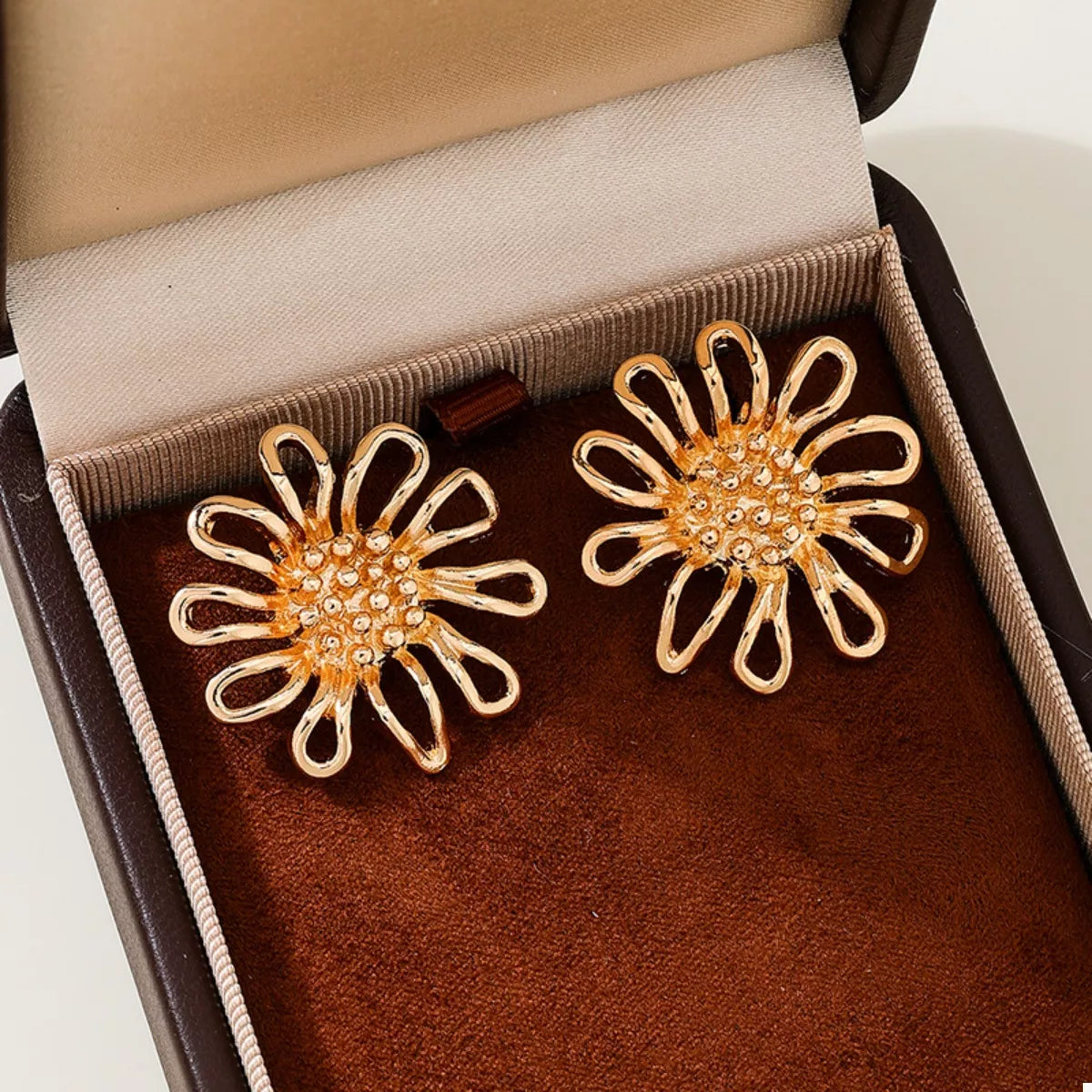 18K Gold-Plated Flower Stud Earrings OutfitFlow