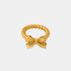 Twisted Titanium Steel Bow Ring Gold OutfitFlow