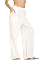 Zenana Double Gauze Elastic Band Pants Trendsi