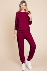 Outfit Flow - Super Lady Round Neck Raglan Sleeve Top and Pants Lounge Set