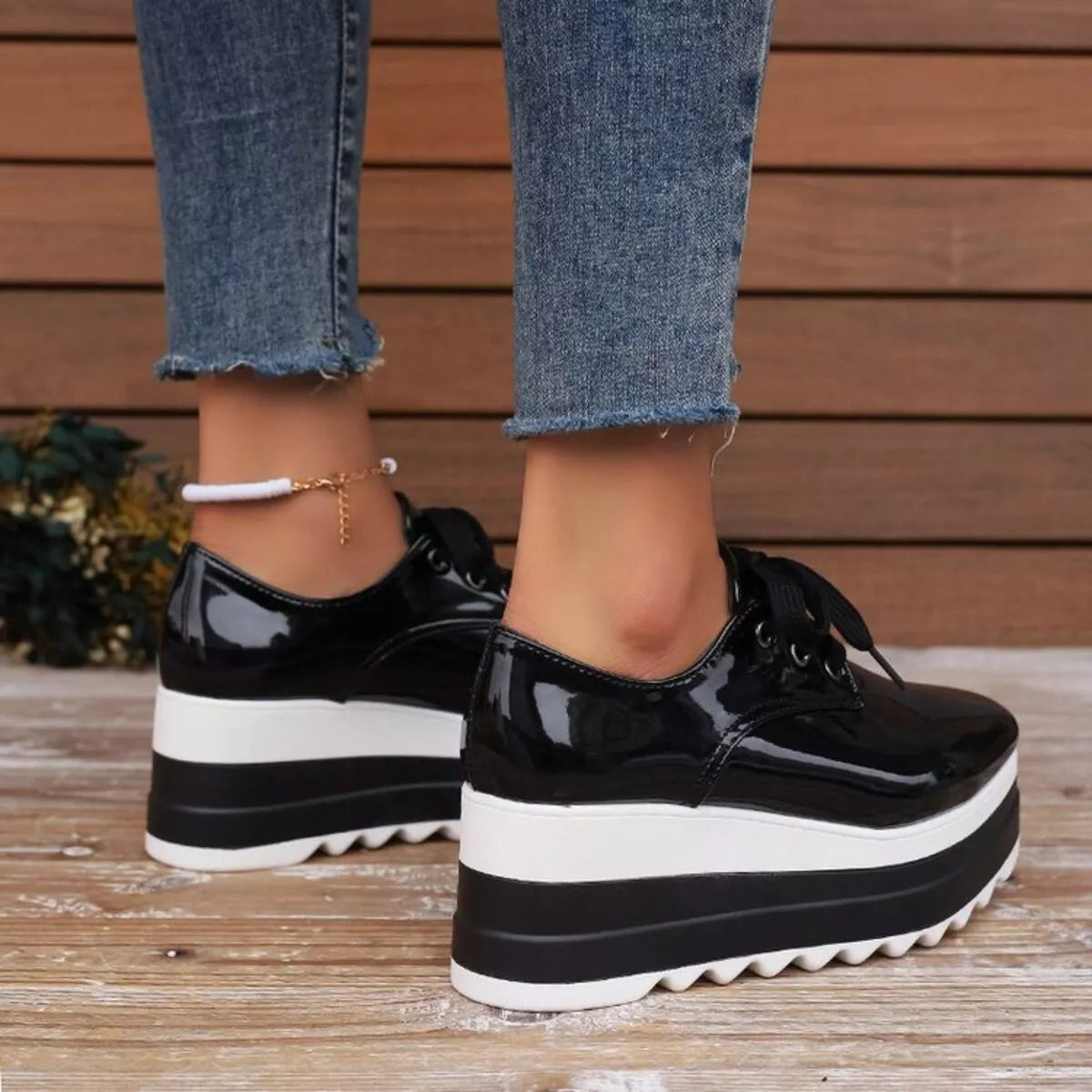 Lace Up Platform Sneakers Trendsi