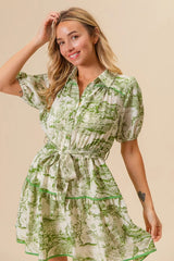 BiBi Woven Printed Tiered Dress OutfitFlow
