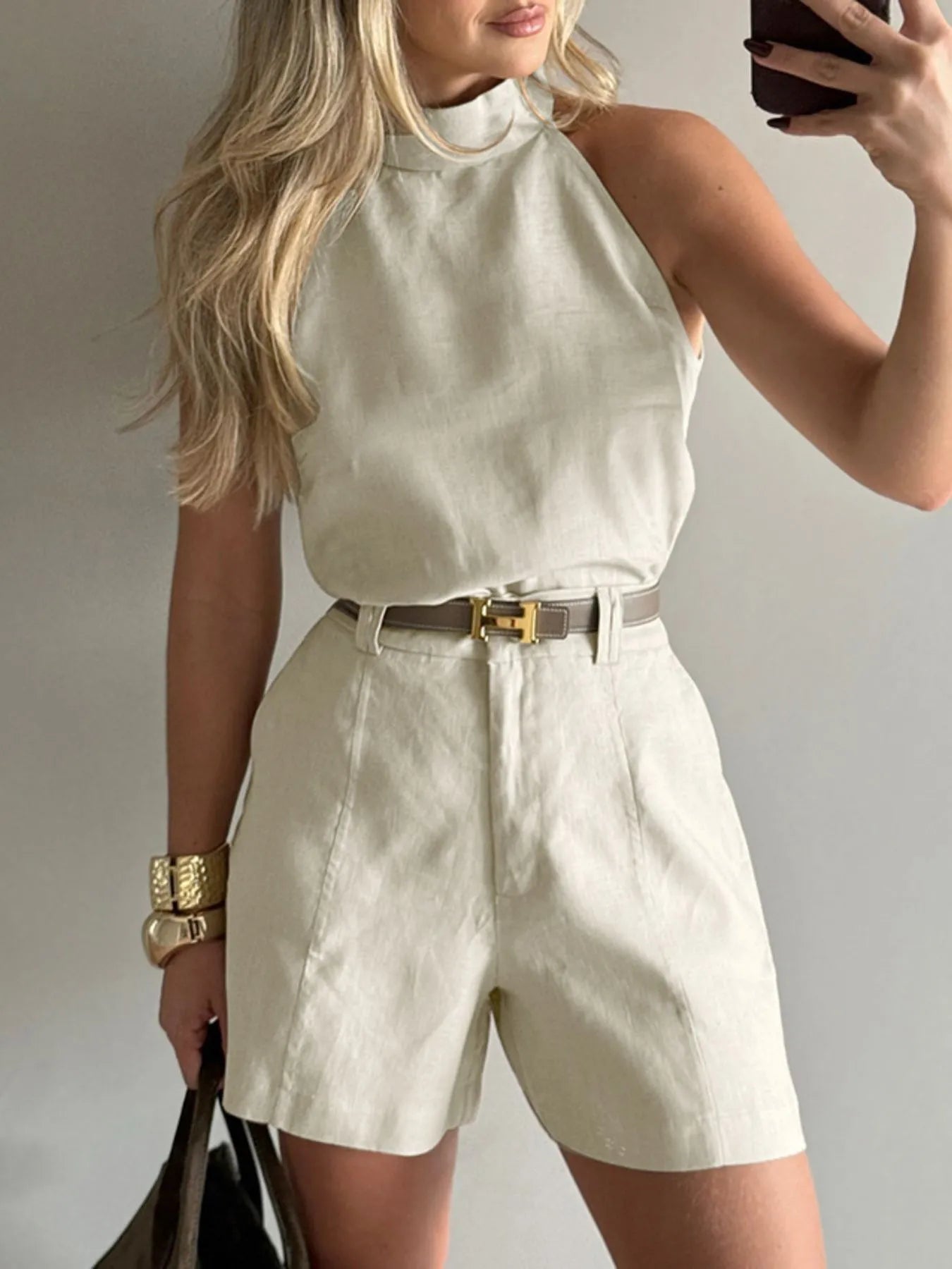 Sleeveless Top and Shorts Set OutfitFlow