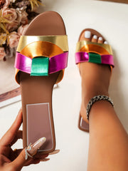 Open Toe Woven Leather Flats Sandals OutfitFlow
