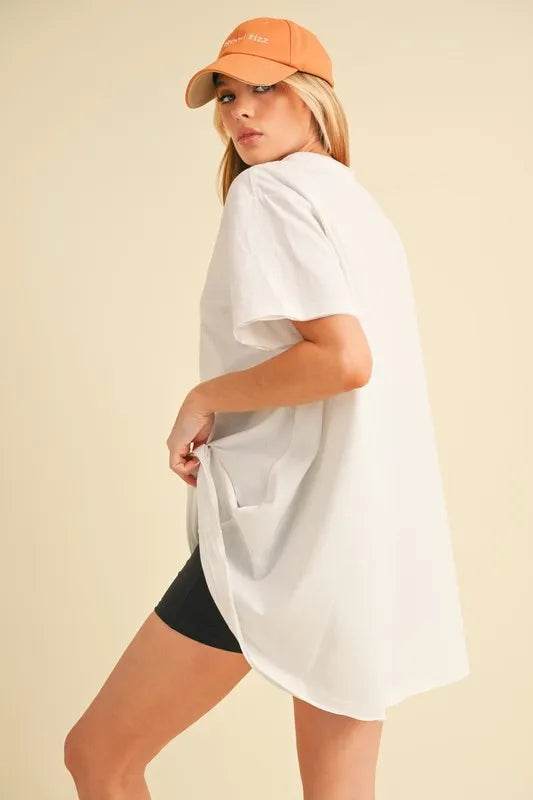 Aemi+Co Round Neck Short Sleeve Oversized T-Shirt OutfitFlow