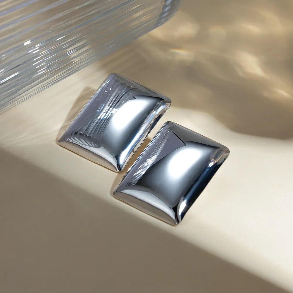 Stainless Steel Rectangular Stud Earrings OutfitFlow
