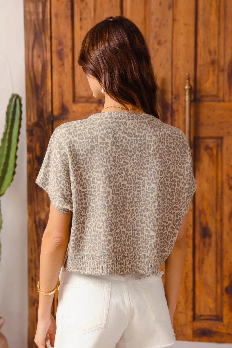 SO ME Leopard Print Button Front Sweater Cardigan OutfitFlow