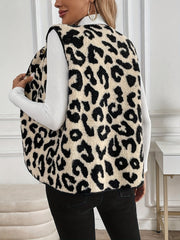 Outfit Flow - Leopard Button Up Sherpa Vest