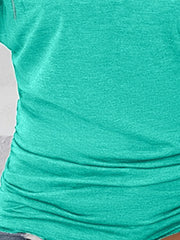 Ruched Side Round Neck T-Shirt OutfitFlow