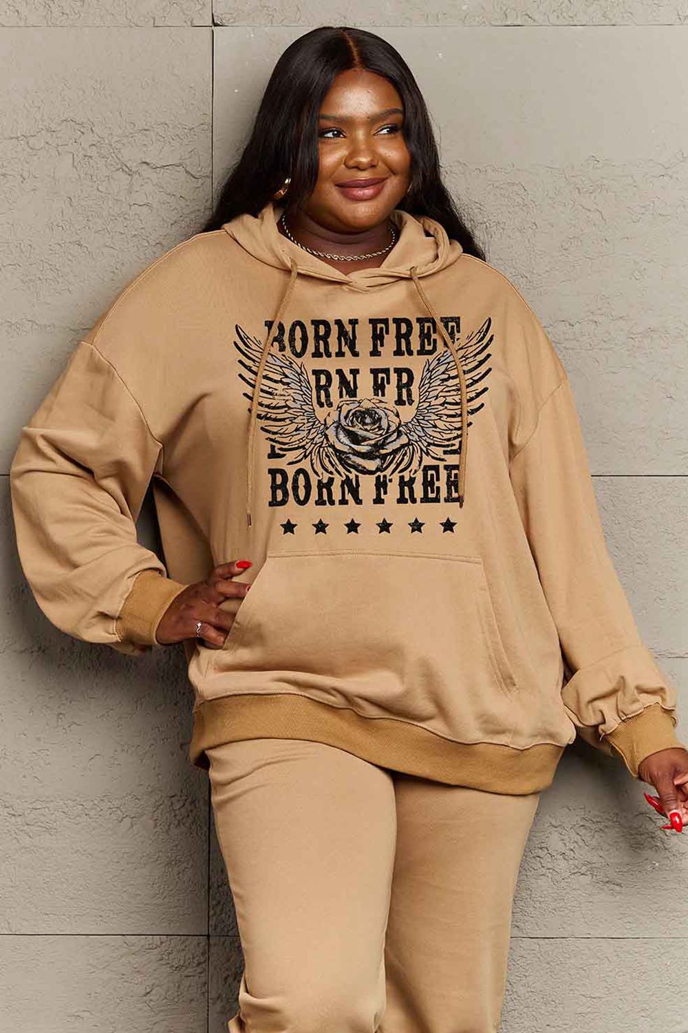 Outfit Flow - Simply Love Simply Love Full Size BORN FREE Graphic Hoodie