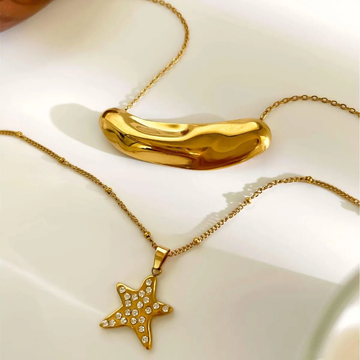 2-Piece 18K Gold-Plated Stainless Steel Necklace OutfitFlow