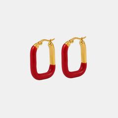 Stainless Steel Drip Oil Contrast Earring Red Gold One Size OutfitFlow