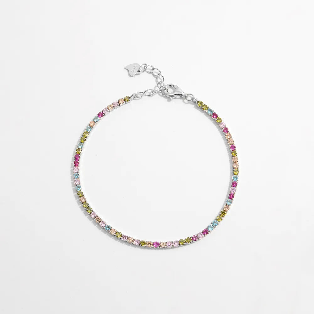 Inlaid Zircon 925 Sterling Silver Bracelet Silver One Size OutfitFlow