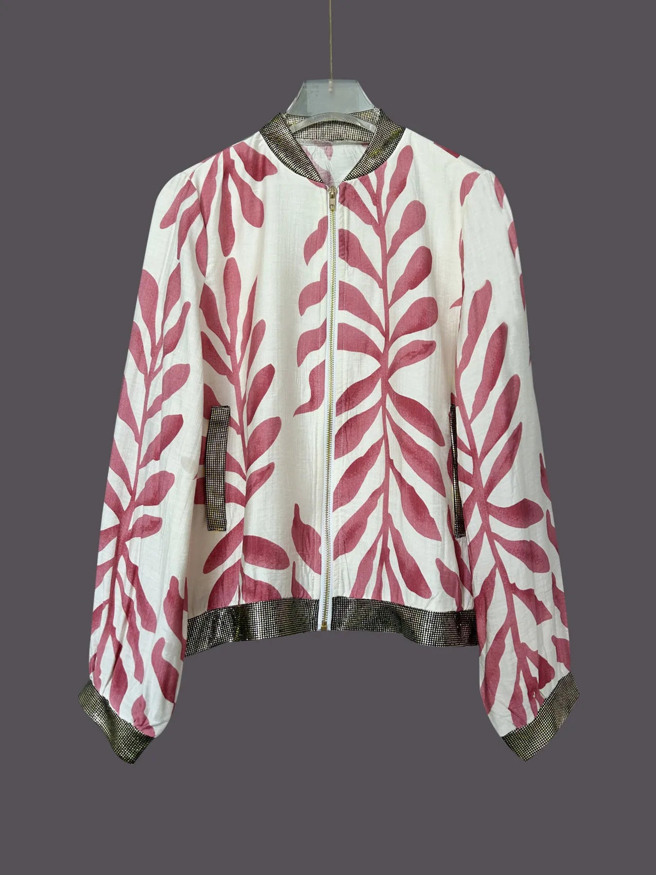 Printed Zip Up Long Sleeve Jacket OutfitFlow
