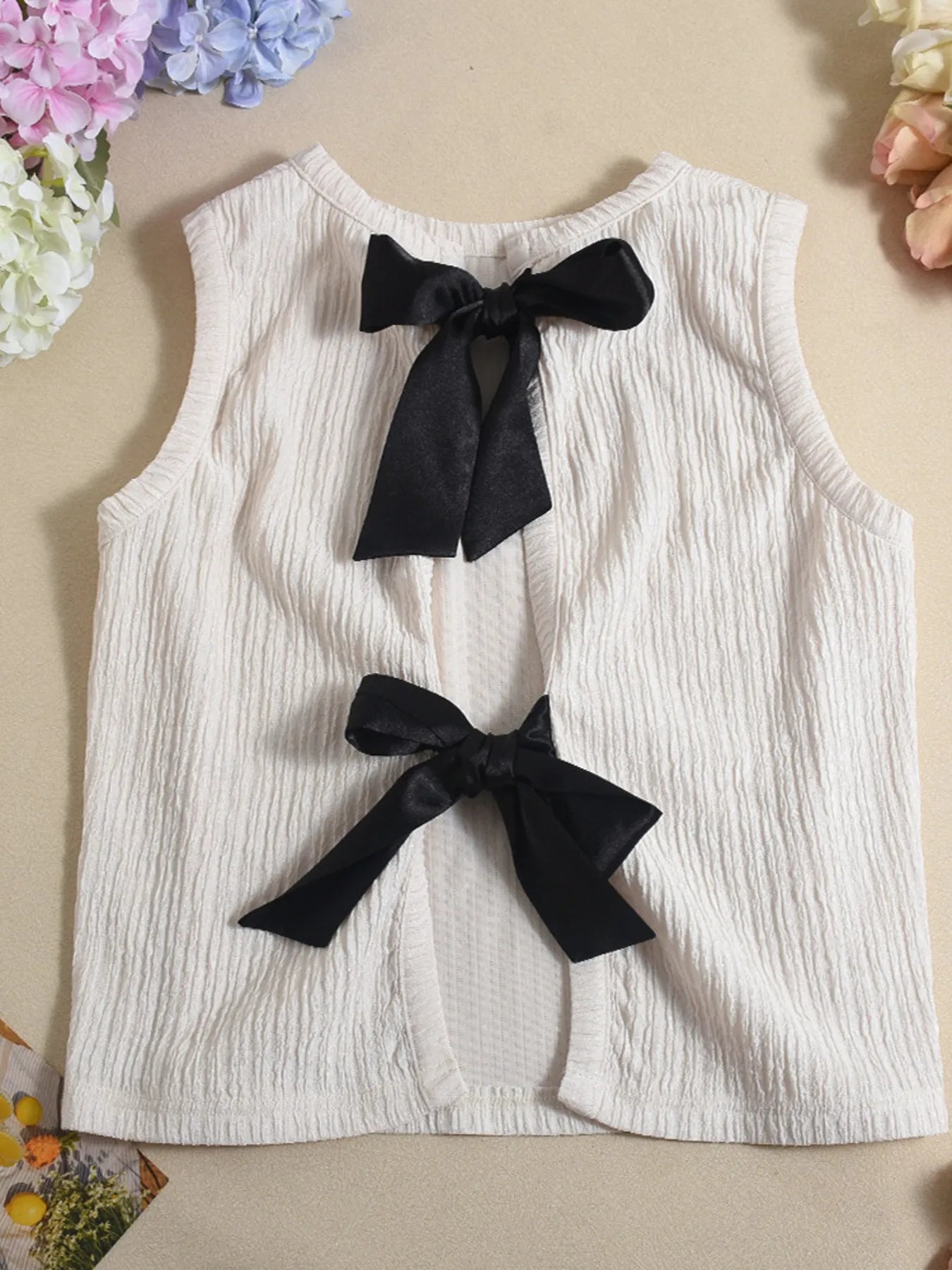 Bow Back Ribbed Tank Top OutfitFlow