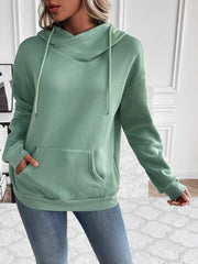 Drawstring Long Sleeve Hoodie with Kangaroo Pocket