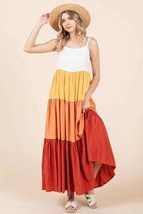 Mittoshop Color Block Tiered Pull-On Maxi Dress OutfitFlow