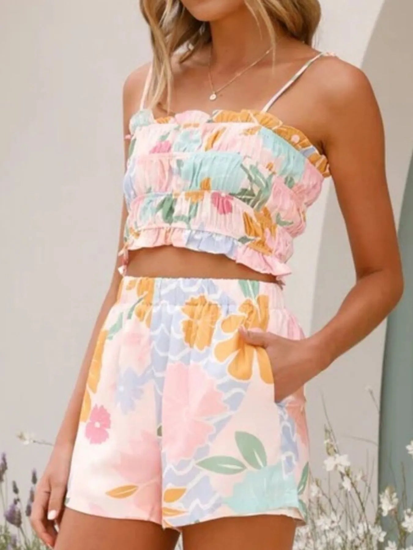 Printed Cami and Shorts Set OutfitFlow