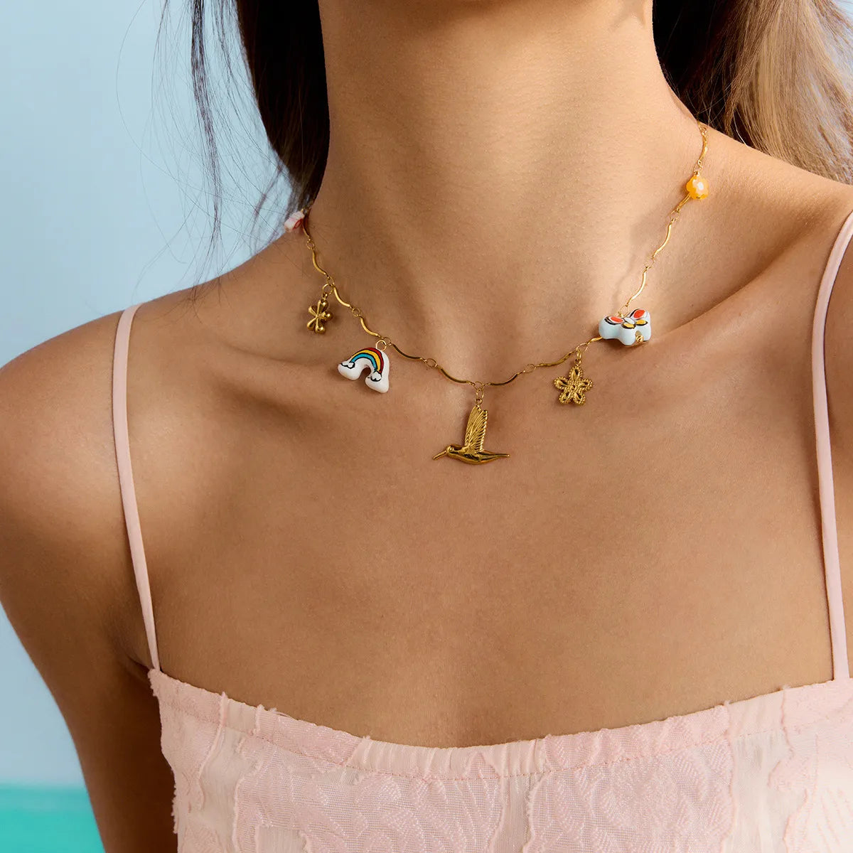 18K Gold-Plated Stainless Steel Pendant Necklace Gold One Size OutfitFlow
