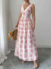 Floral Print Sleeveless Maxi Dress OutfitFlow