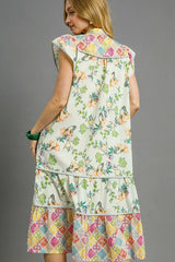 Umgee Patchwork Garden Midi Dress OutfitFlow