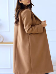 Lapel Collar Wool Blend Overcoat OutfitFlow