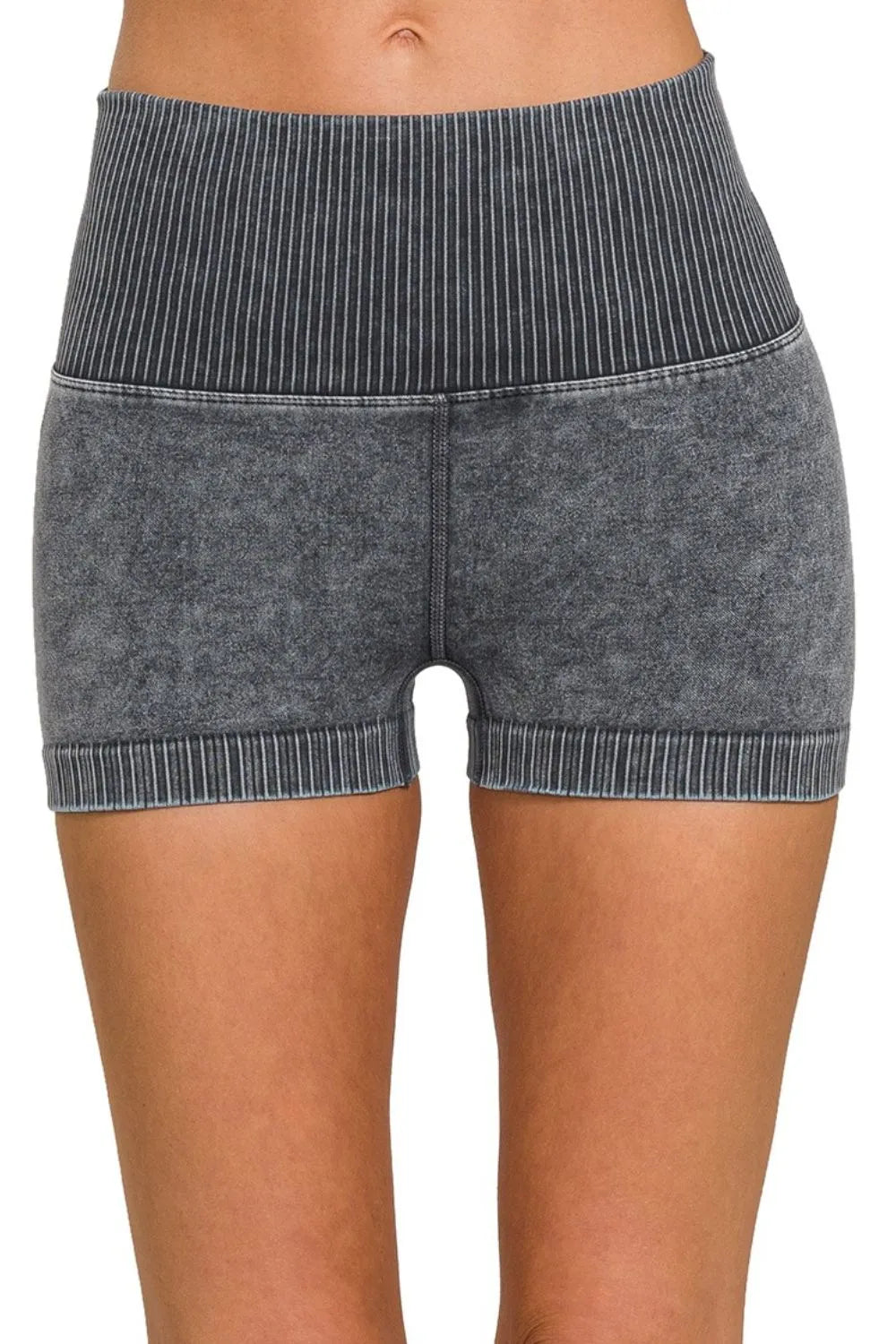 Zenana Washed Seamless High Waisted Shorts OutfitFlow