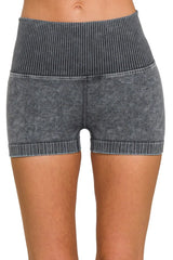 Zenana Washed Seamless High Waisted Shorts OutfitFlow