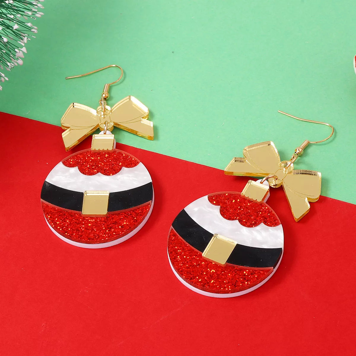Christmas Dangle Earrings with Bow OutfitFlow