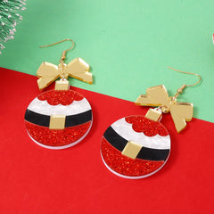 Christmas Dangle Earrings with Bow OutfitFlow
