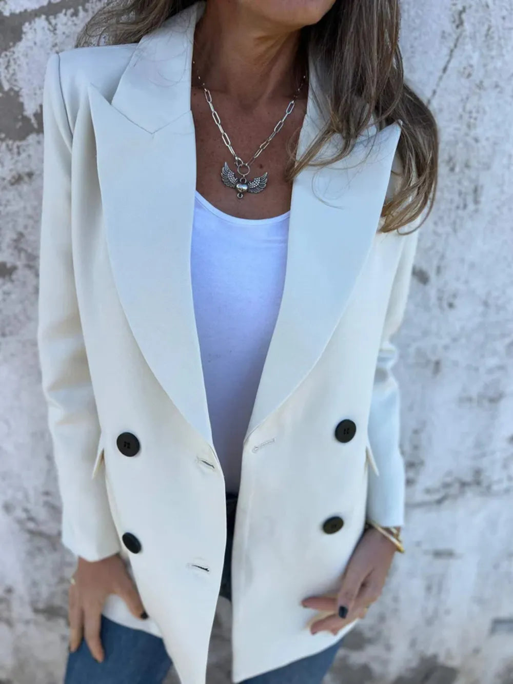 Full Size Collared Neck Long Sleeve Blazer Trendsi