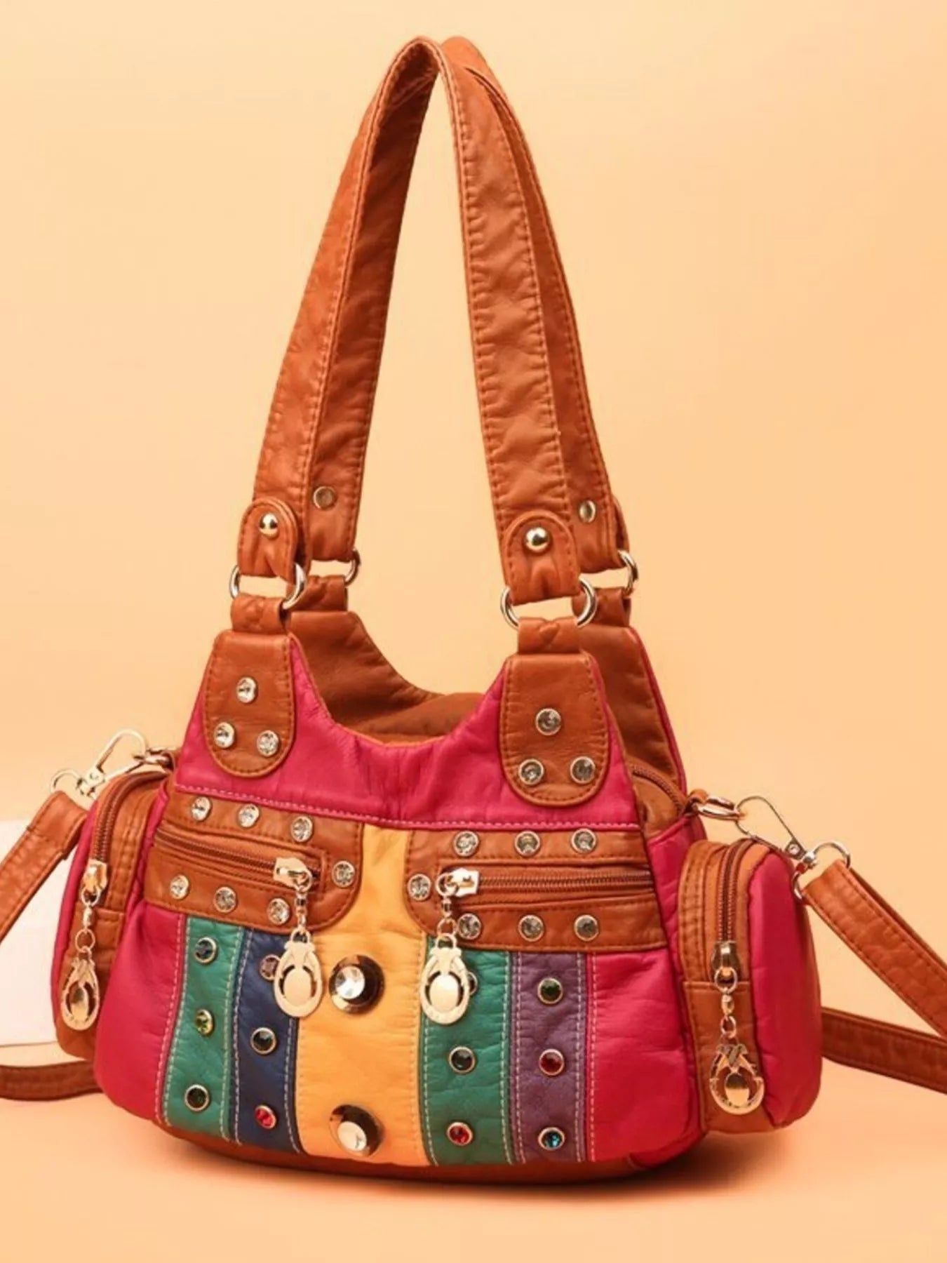 Rivet Decor Multifunctional Crossbody Bag OutfitFlow