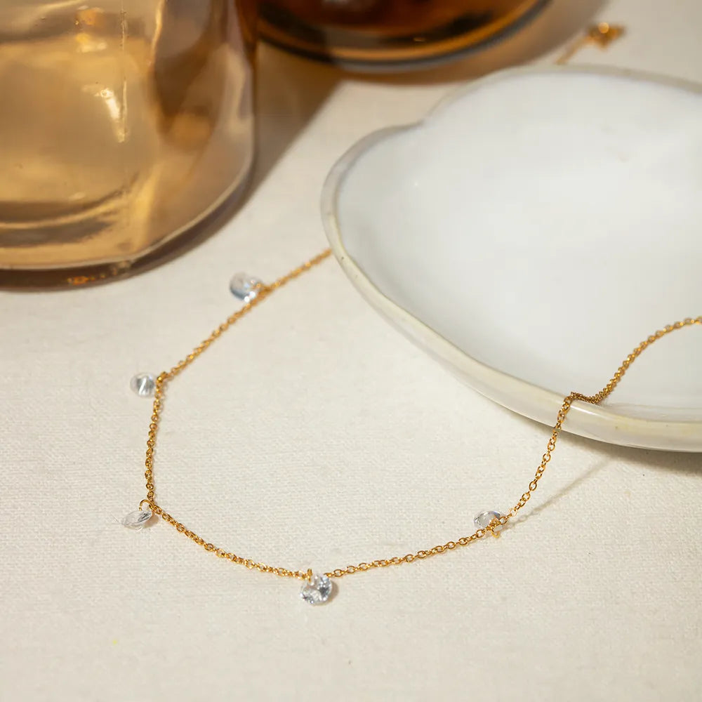 Stainless Steel Rhinestone Charm Necklace OutfitFlow