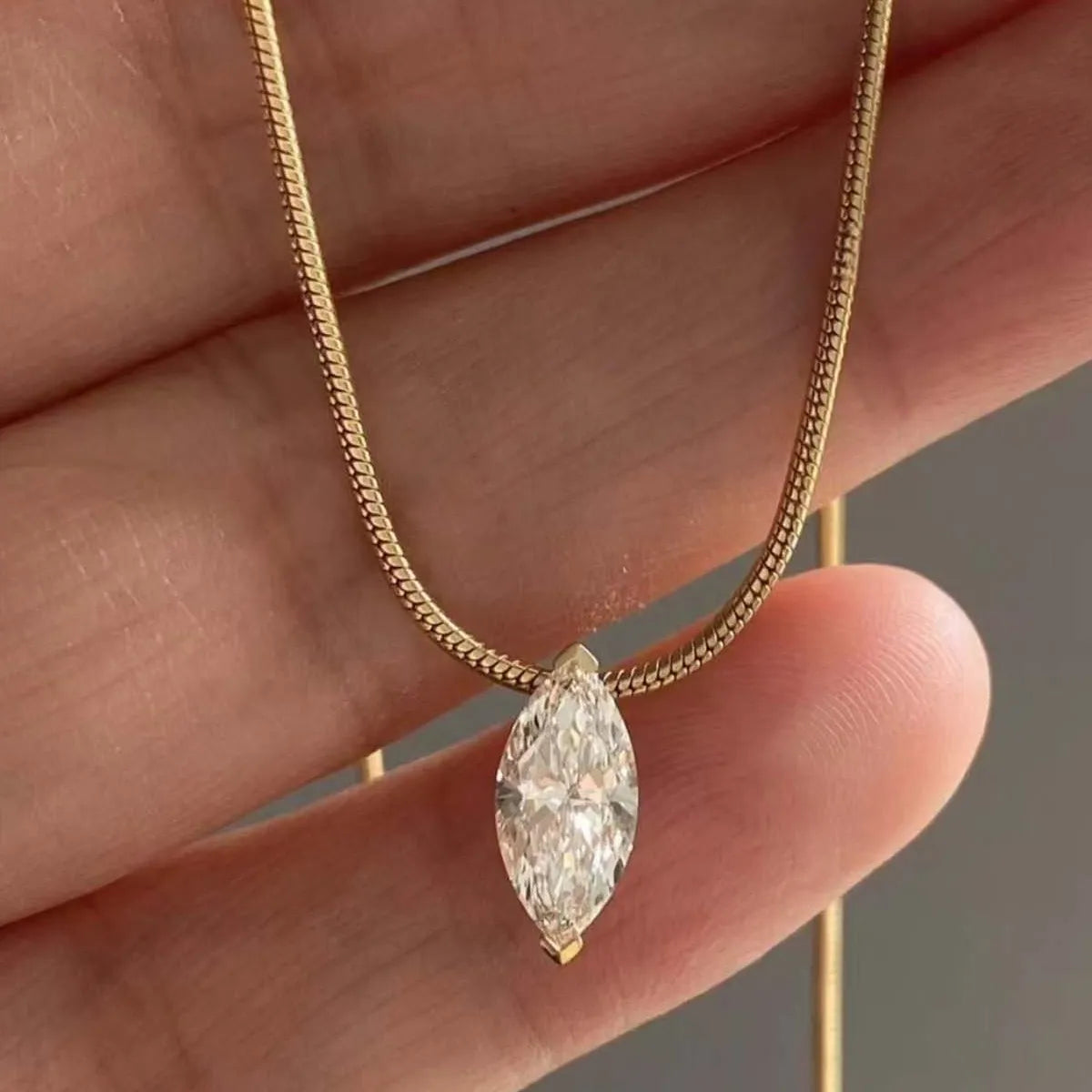 1 Carat Moissanite 925 Sterling Silver Necklace Gold One Size OutfitFlow