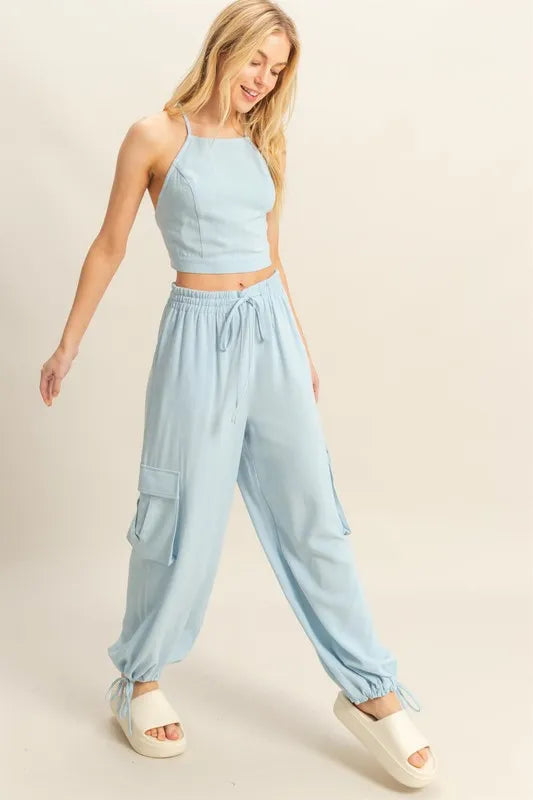 HYFVE Crop Top and Cargo Pants Set OutfitFlow