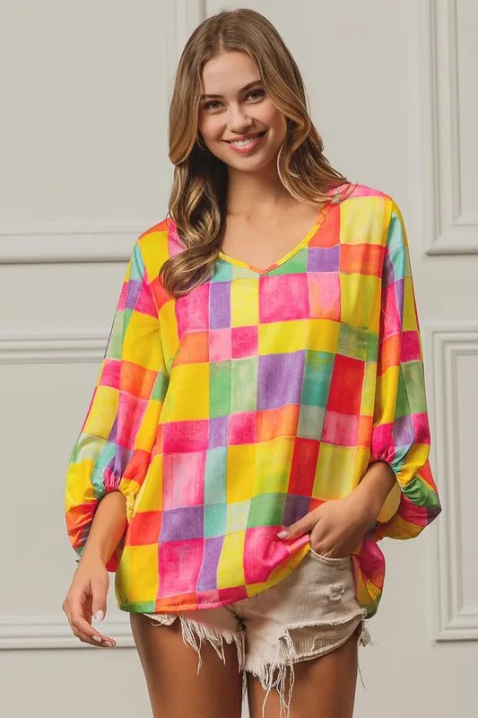 BiBi Multi Block Bubble Pop Ballon Top OutfitFlow