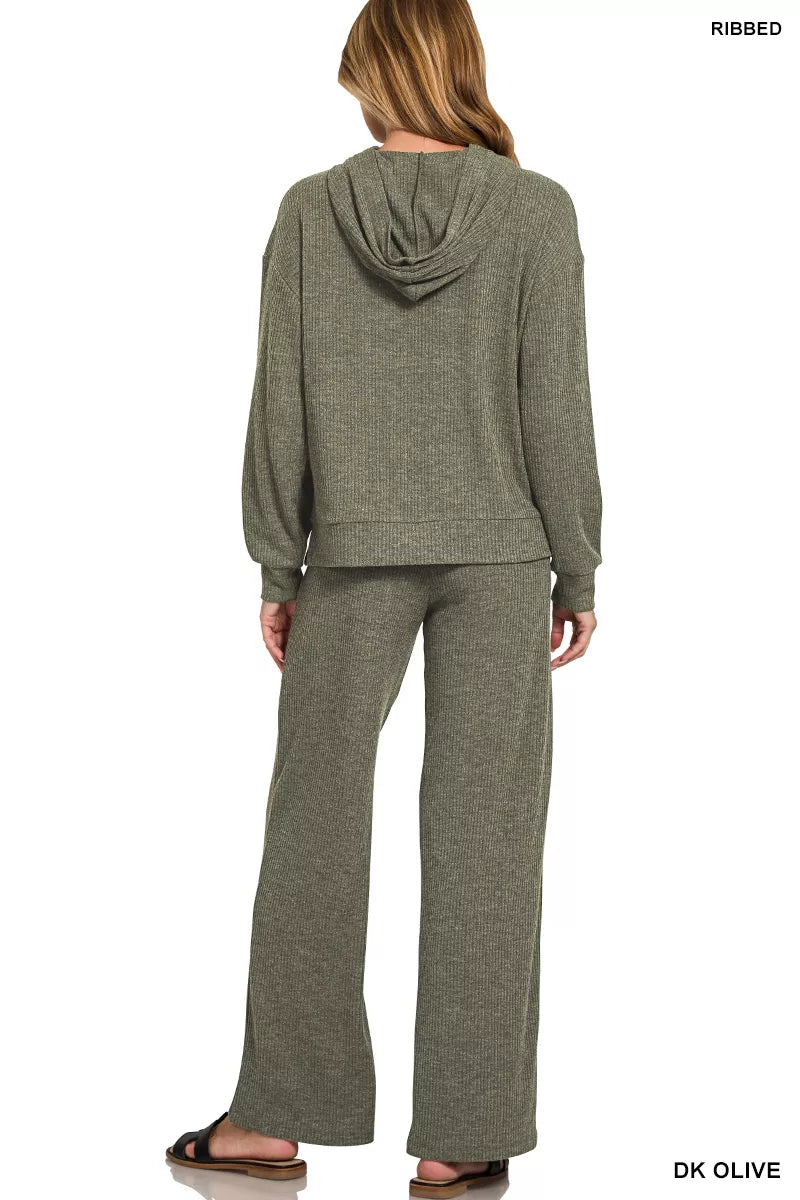 Zenana Ribbed Drawstring Lounge Pants OutfitFlow