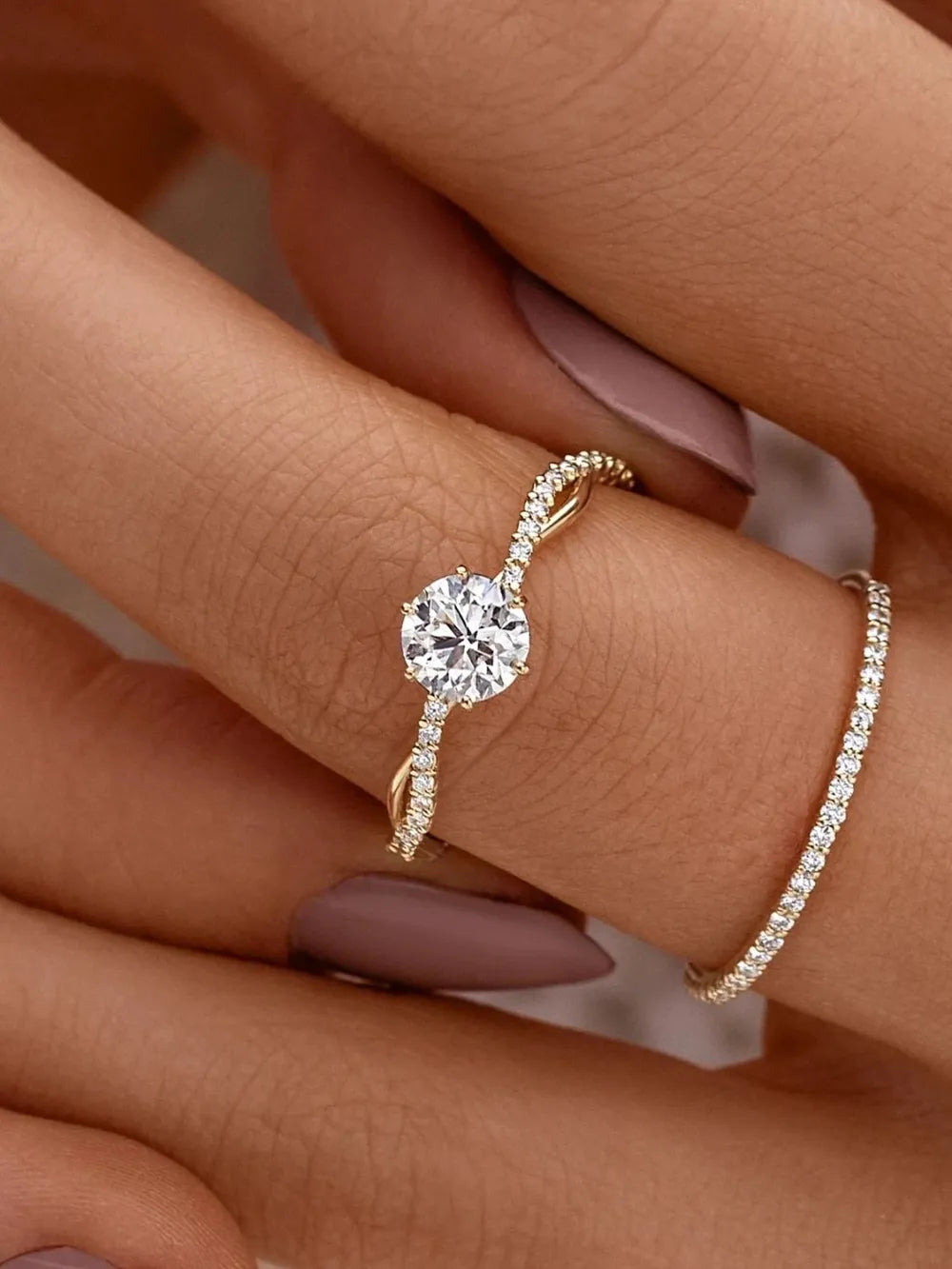 925 Sterling Silver Inlaid Zircon Ring OutfitFlow