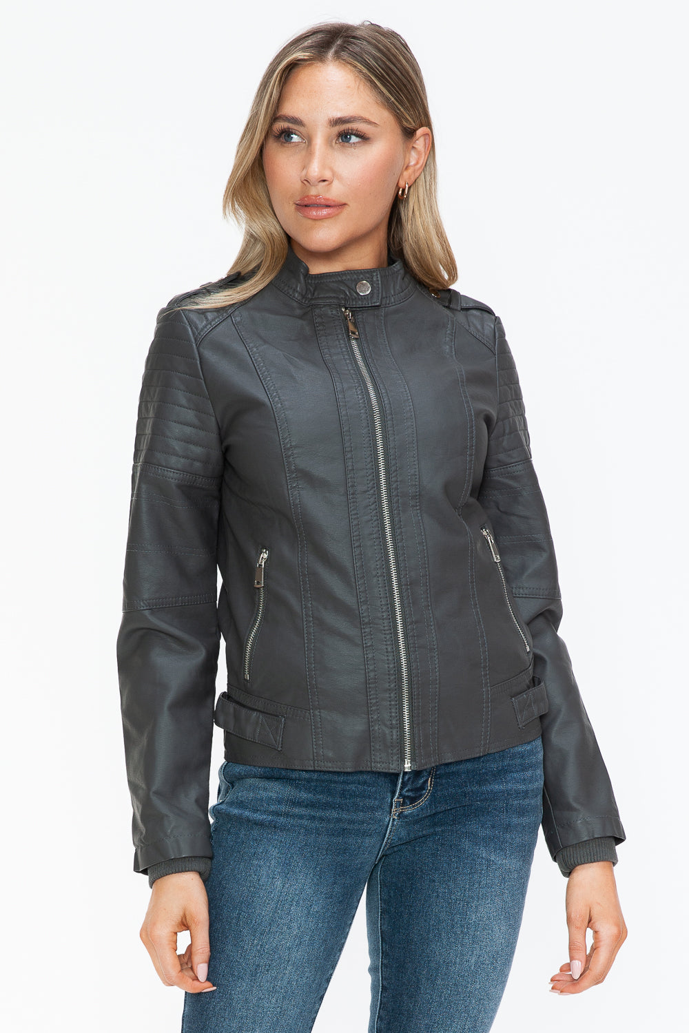 Outfit Flow - Snobbish PU Leather Biker Jacket with Side Zip Pockets