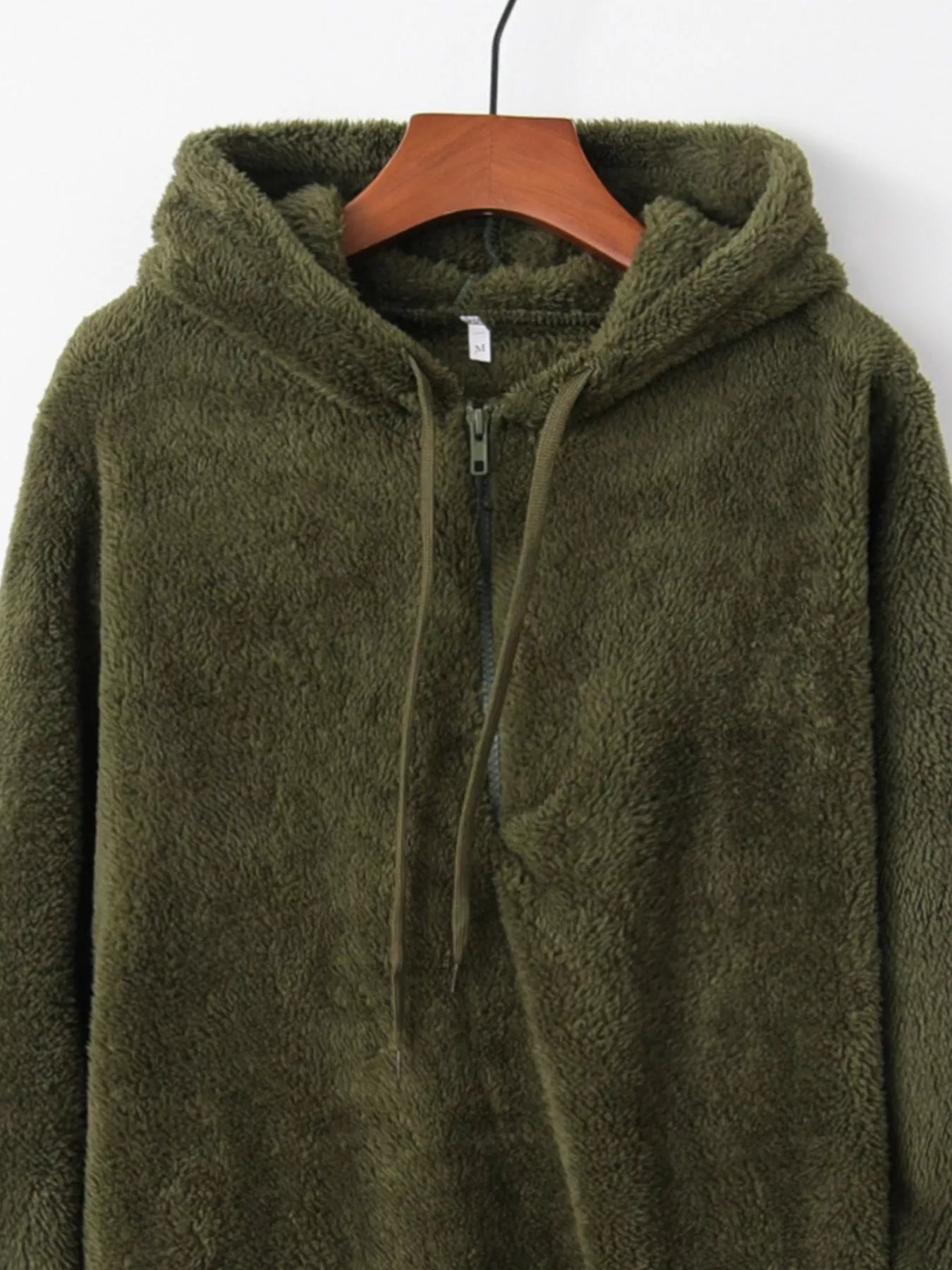 Full Size Half Zip Drawstring Fleece Hoodie Plus Size OutfitFlow