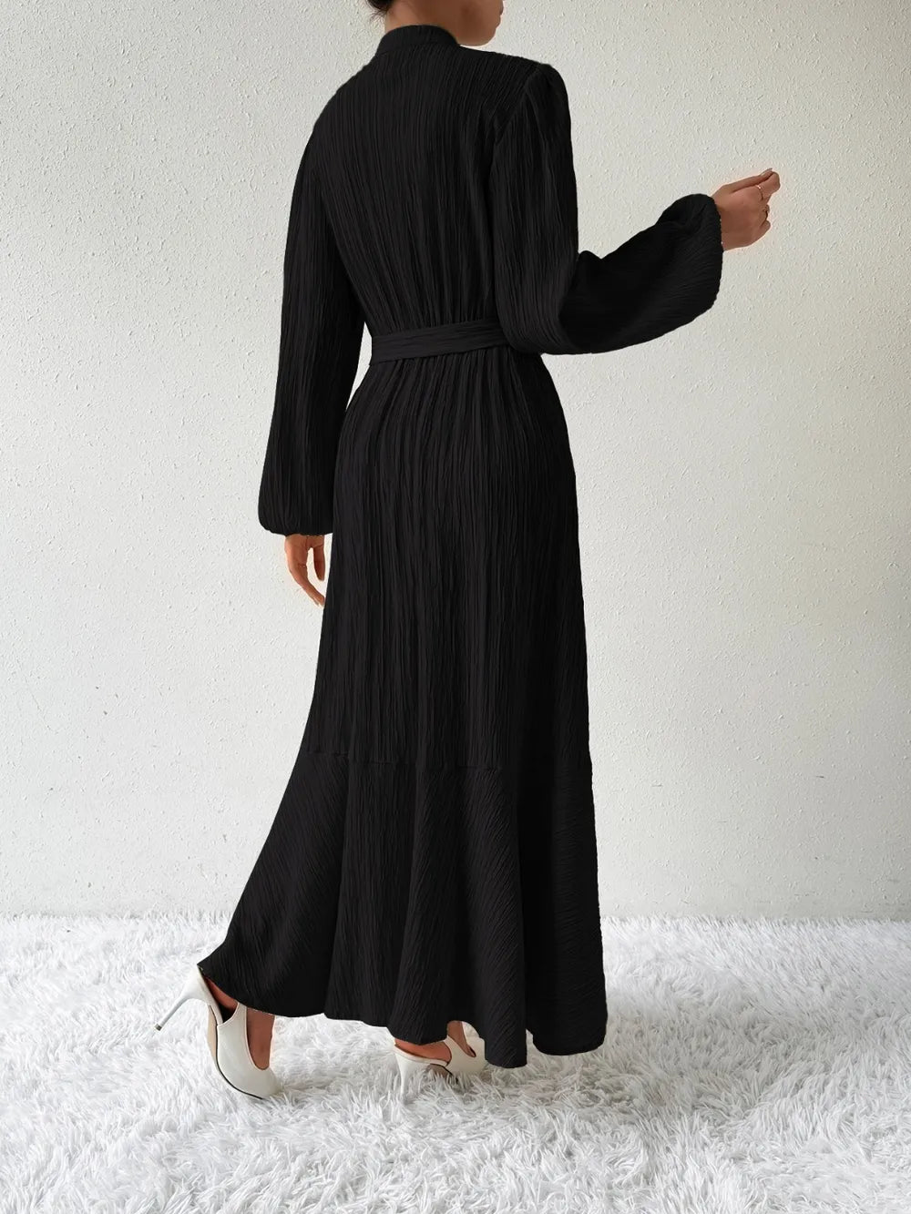 Honey Tie Waist Long Sleeve Dress OutfitFlow