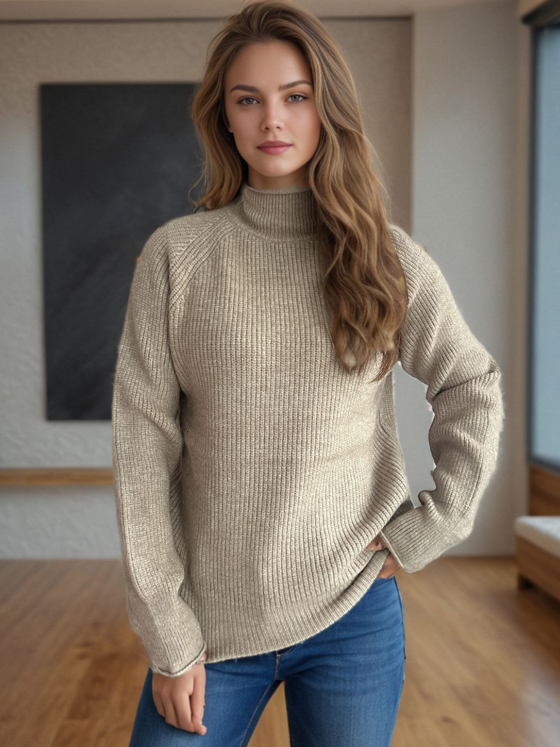 Outfit Flow - Turtleneck Long Sleeve Sweater