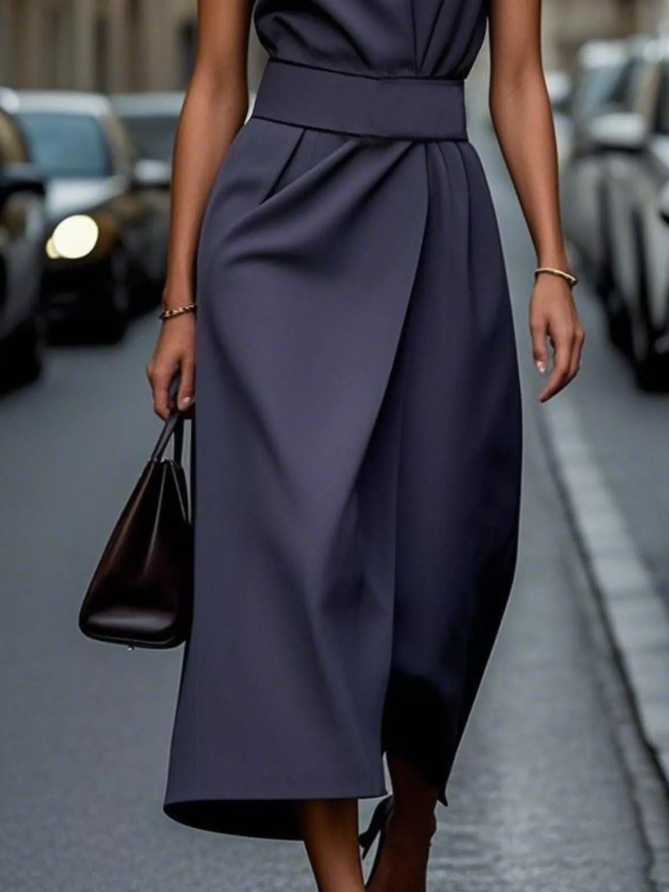 Round Neck Sleeveless Midi Dress OutfitFlow