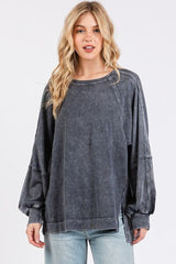 Mittoshop Mineral Wash Raglan Long Sleeve Oversized Top OutfitFlow