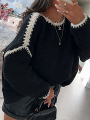 Contrast Trim Oversized Sweater OutfitFlow